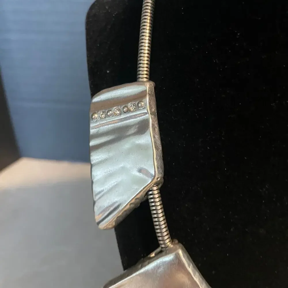 chico's silver tone statement necklace modern geometric collar evening jewelry